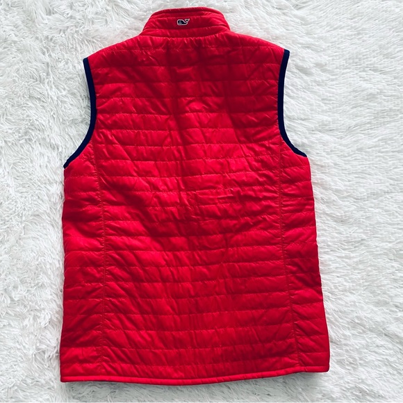 Vineyard Vines | Girls Red Reversible Tartan Plaid Puffer Vest - Picture 5 of 5